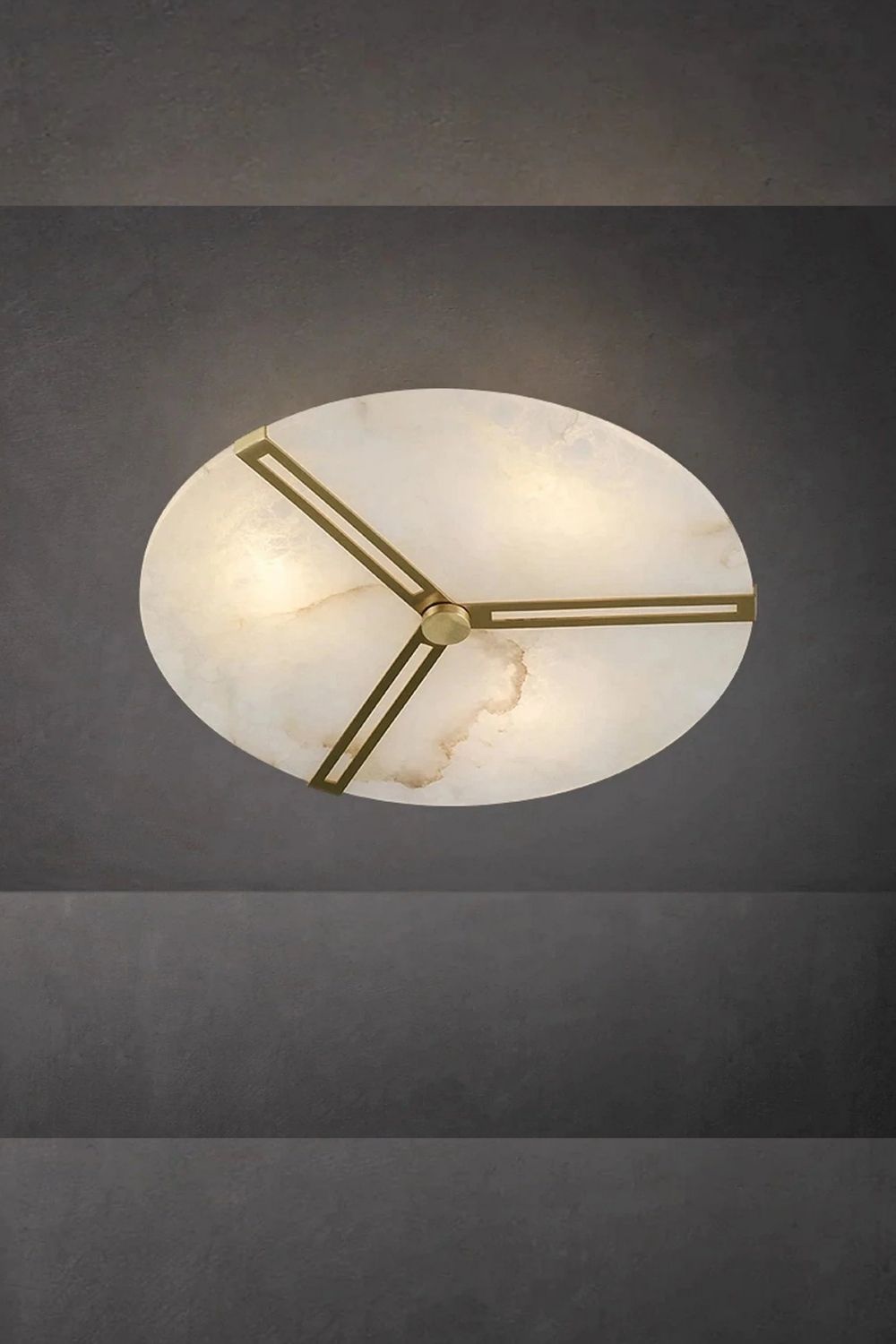 Modern Alabaster Round Copper Ceiling Lamp