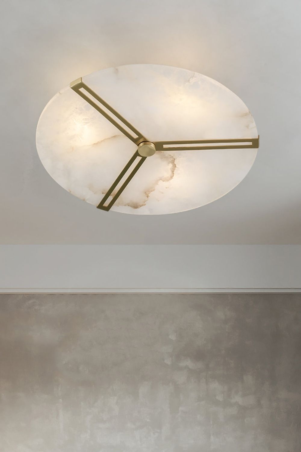 Modern Alabaster Round Copper Ceiling Lamp