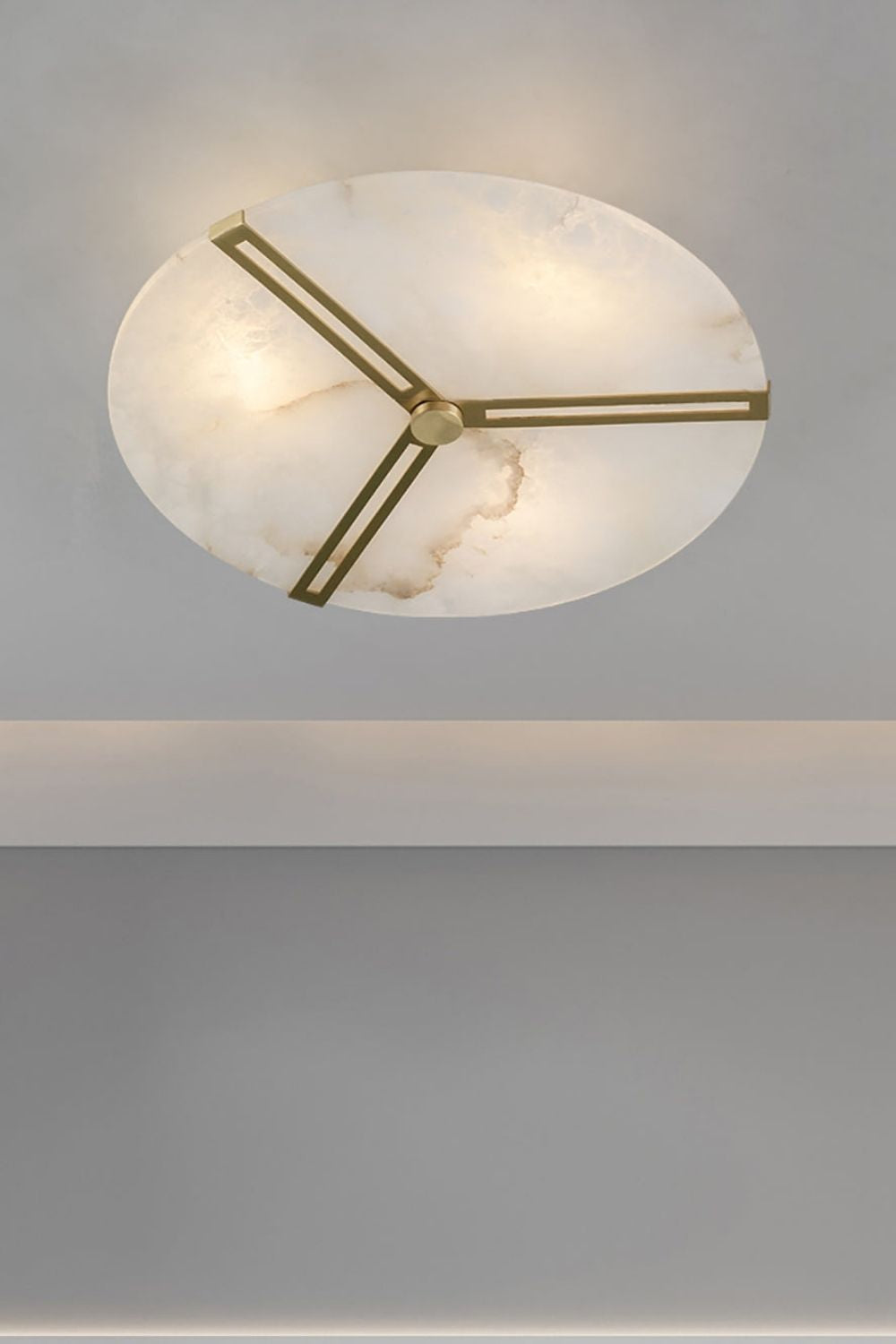 Modern Alabaster Round Copper Ceiling Lamp