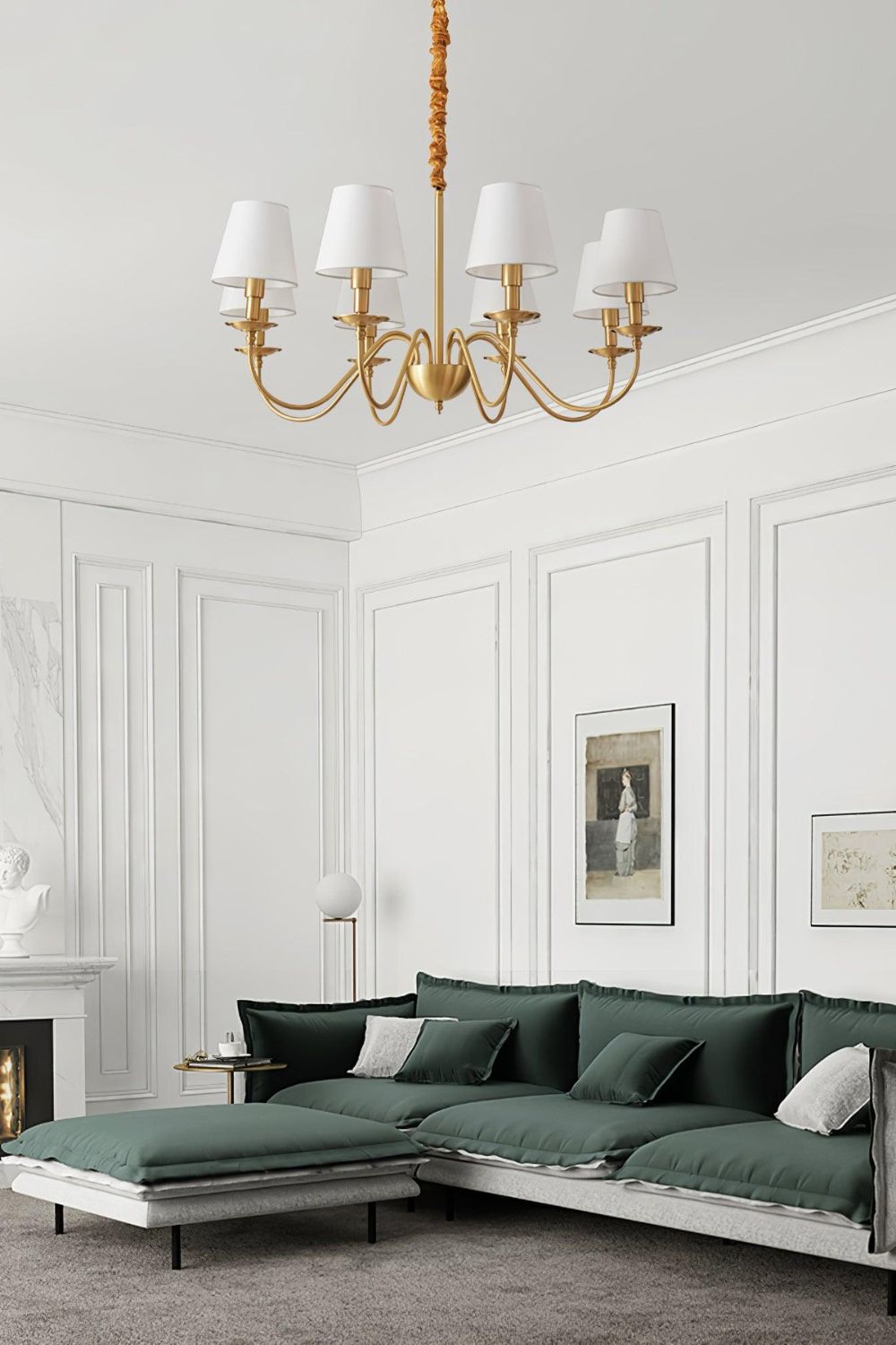 Modern Brass Fabric Chandelier