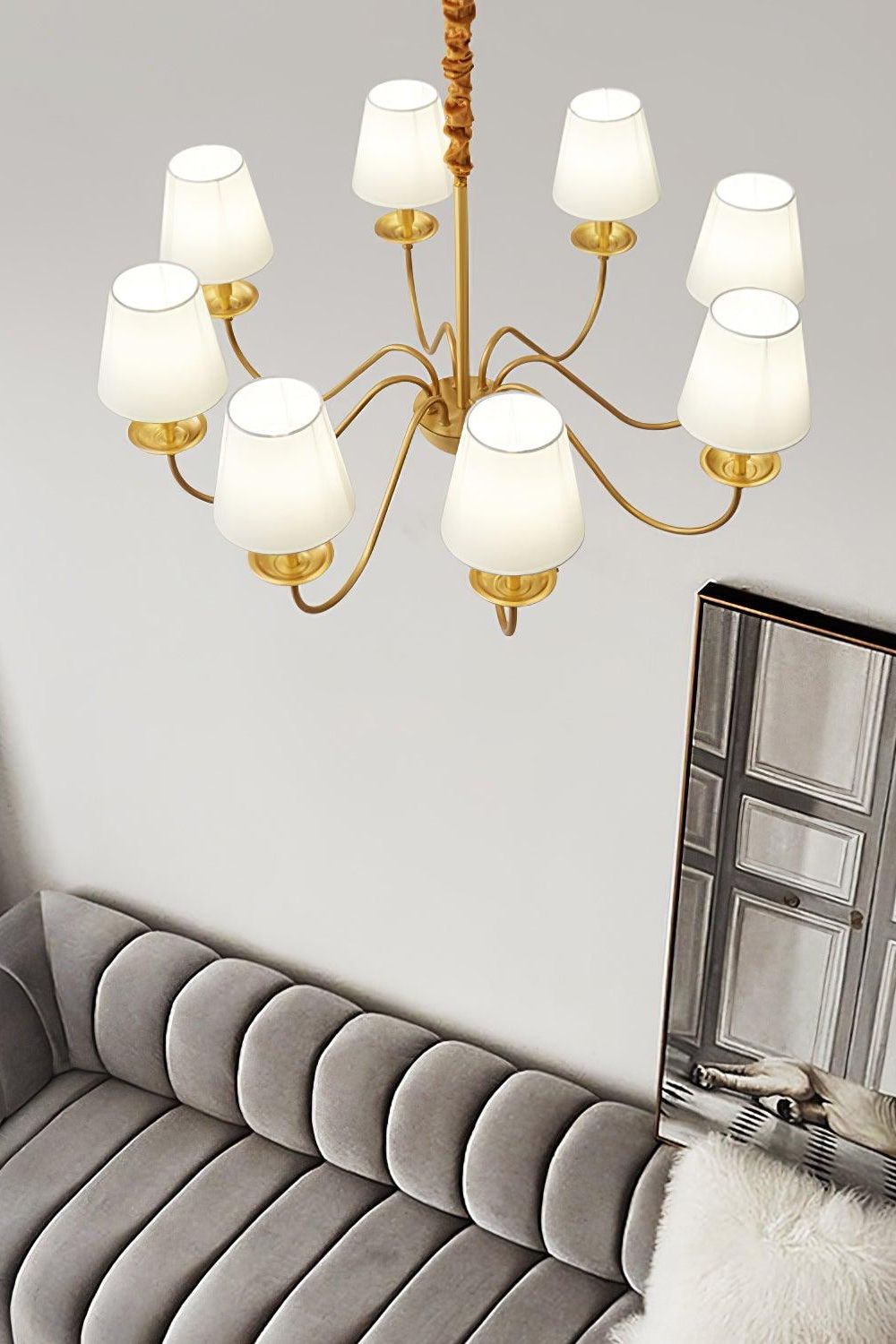 Modern Brass Fabric Chandelier