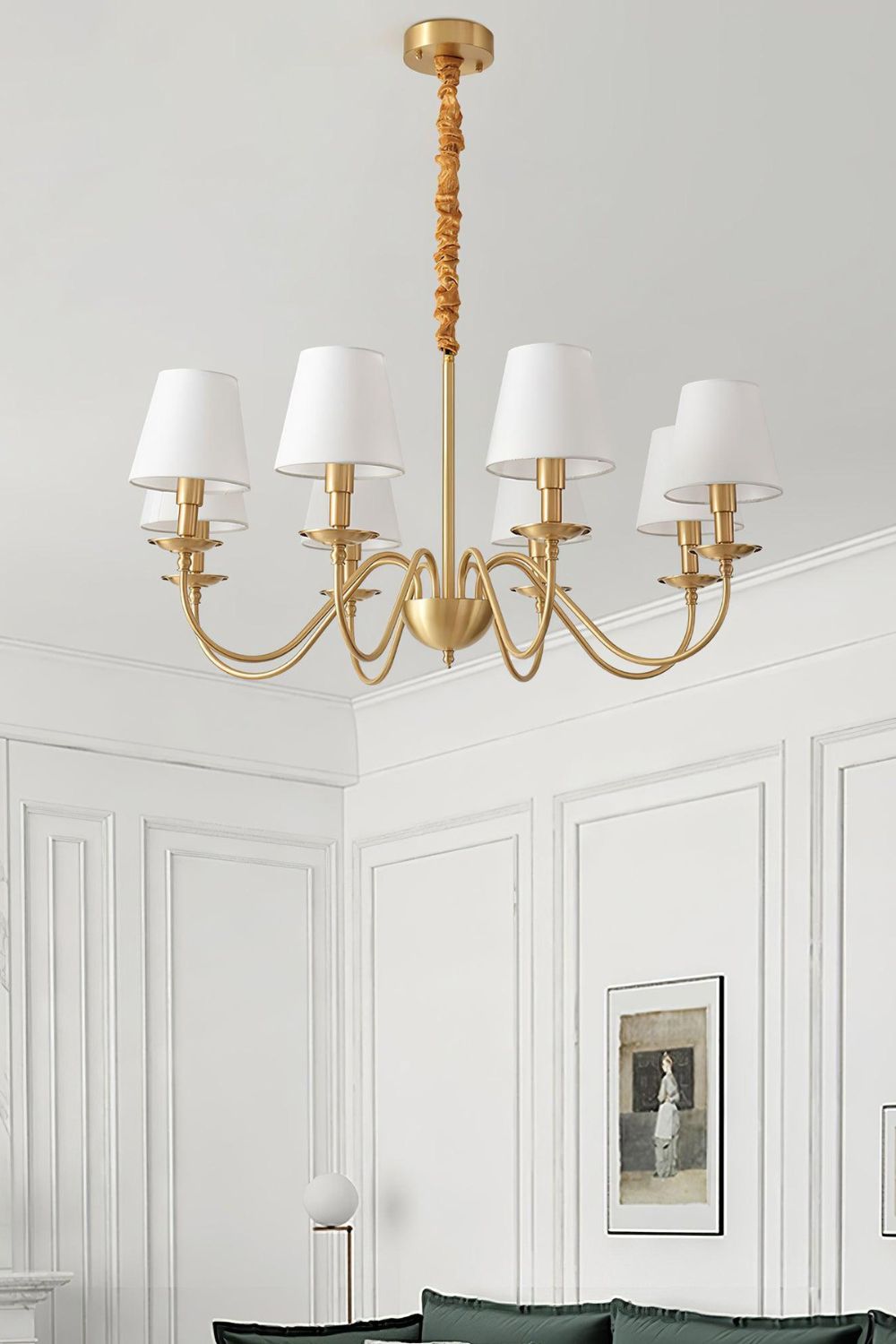 Modern Brass Fabric Chandelier