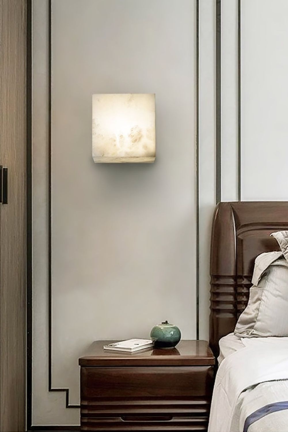 Modern Cube Square Alabaster Wall Sconce