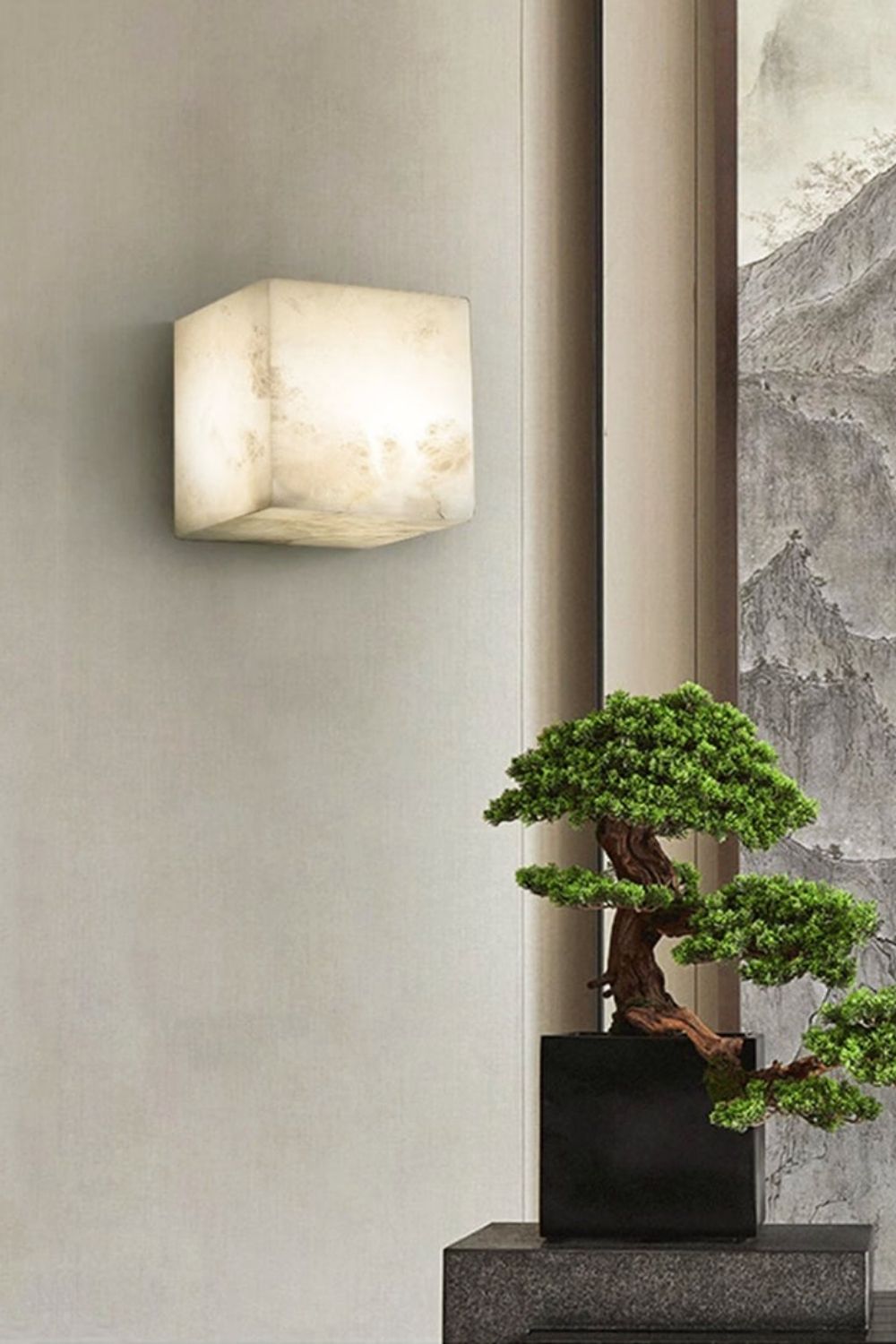 Modern Cube Square Alabaster Wall Sconce