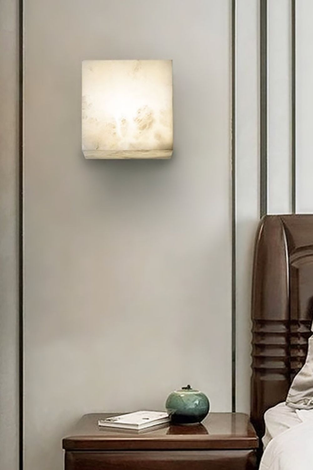 Modern Cube Square Alabaster Wall Sconce