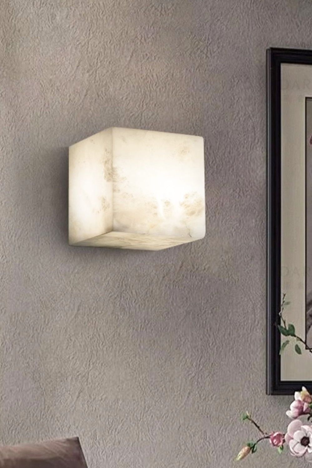 Modern Cube Square Alabaster Wall Sconce