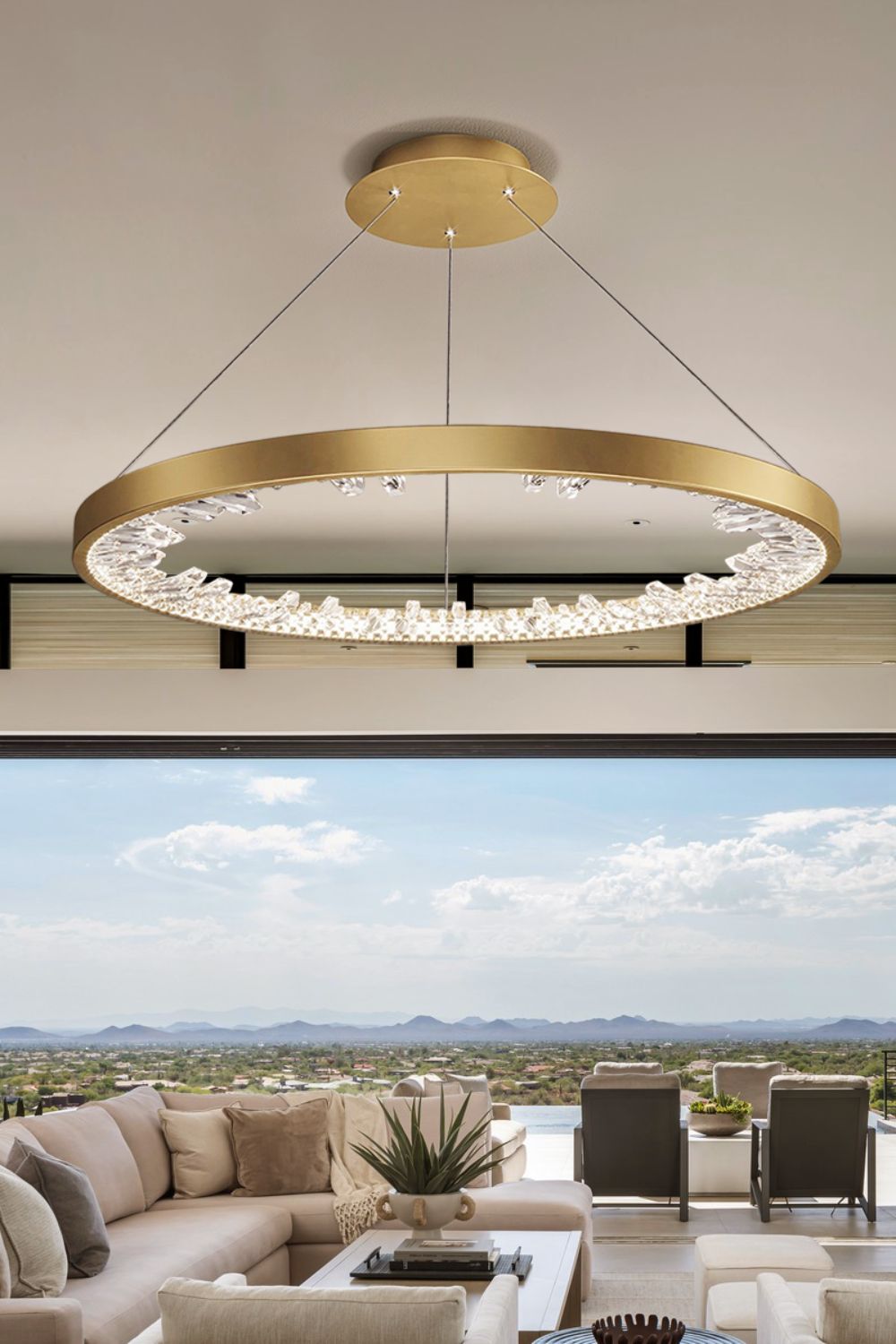 Modern Halo Crystal Ring Chandelier