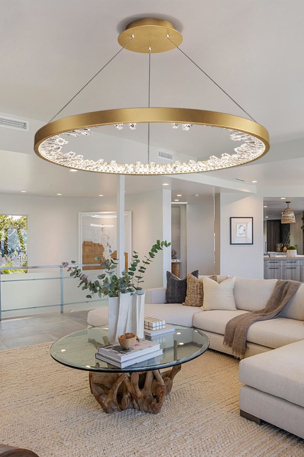 Modern Halo Crystal Ring Chandelier