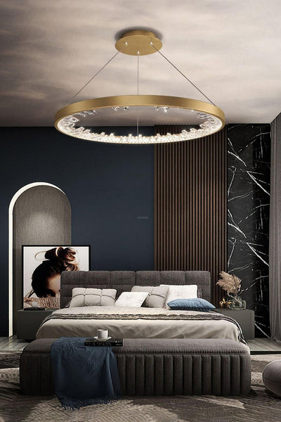 Modern Halo Crystal Ring Chandelier