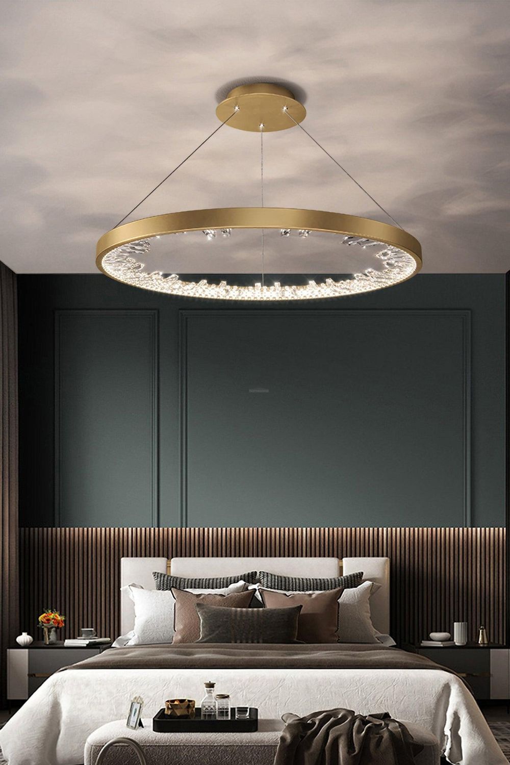 Modern Halo Crystal Ring Chandelier