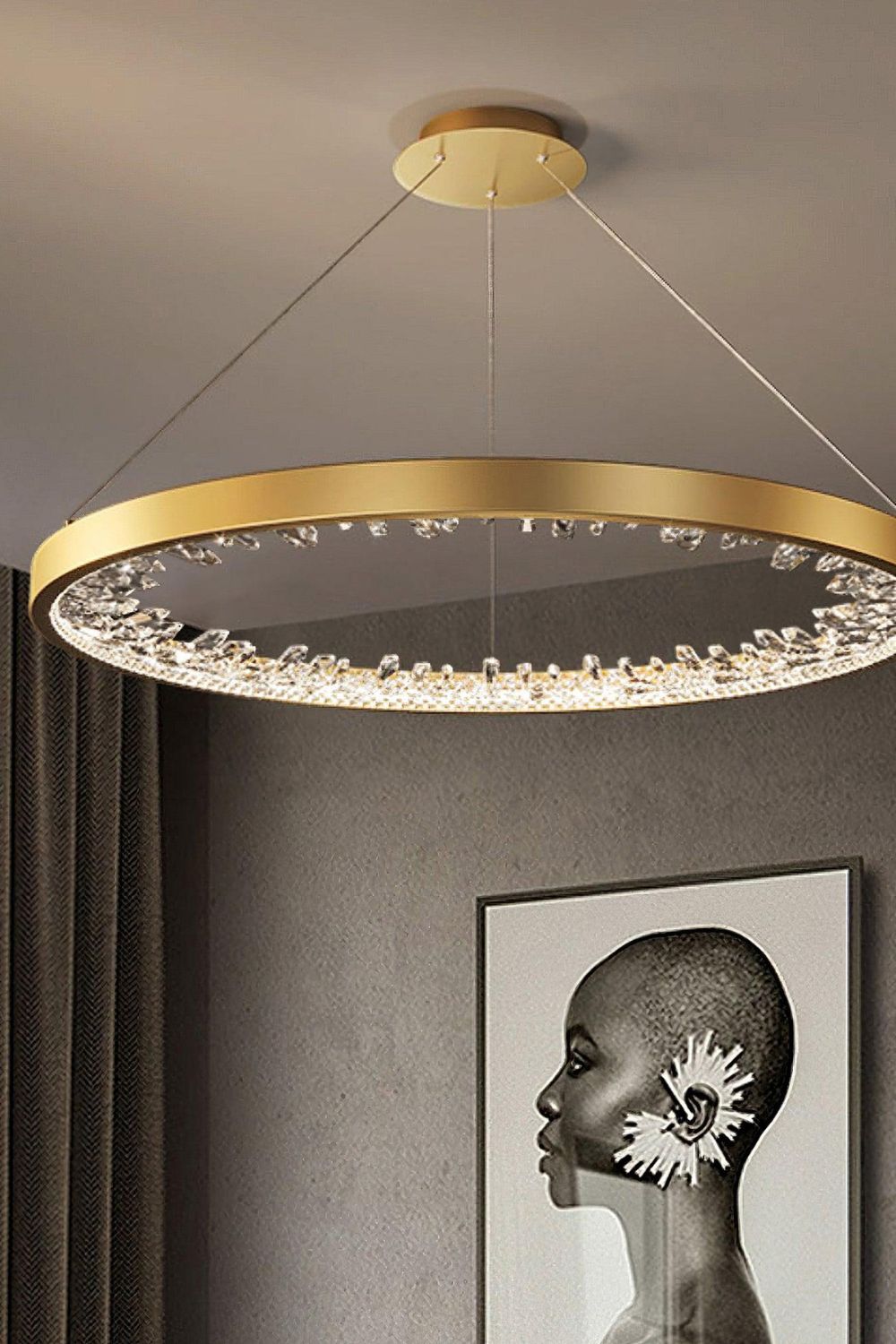 Modern Halo Crystal Ring Chandelier