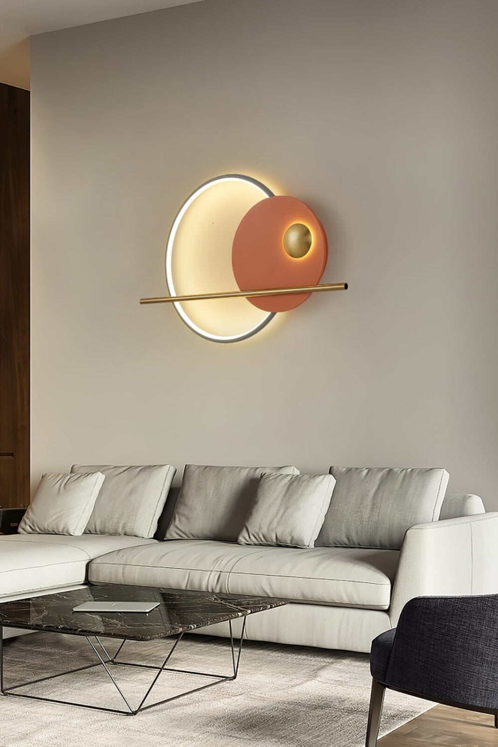 Modern Linear Double Circle Wall Light