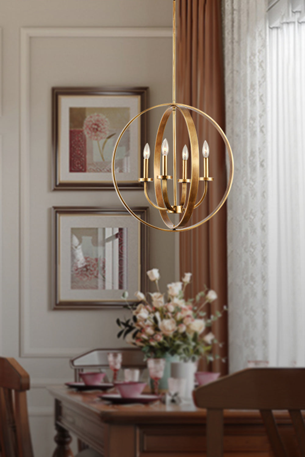 Modern Round Lantern Chandelier