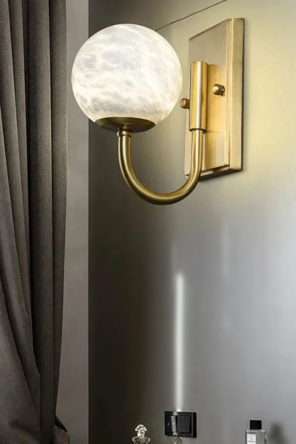 Modern Spherical Alabaster Wall Light