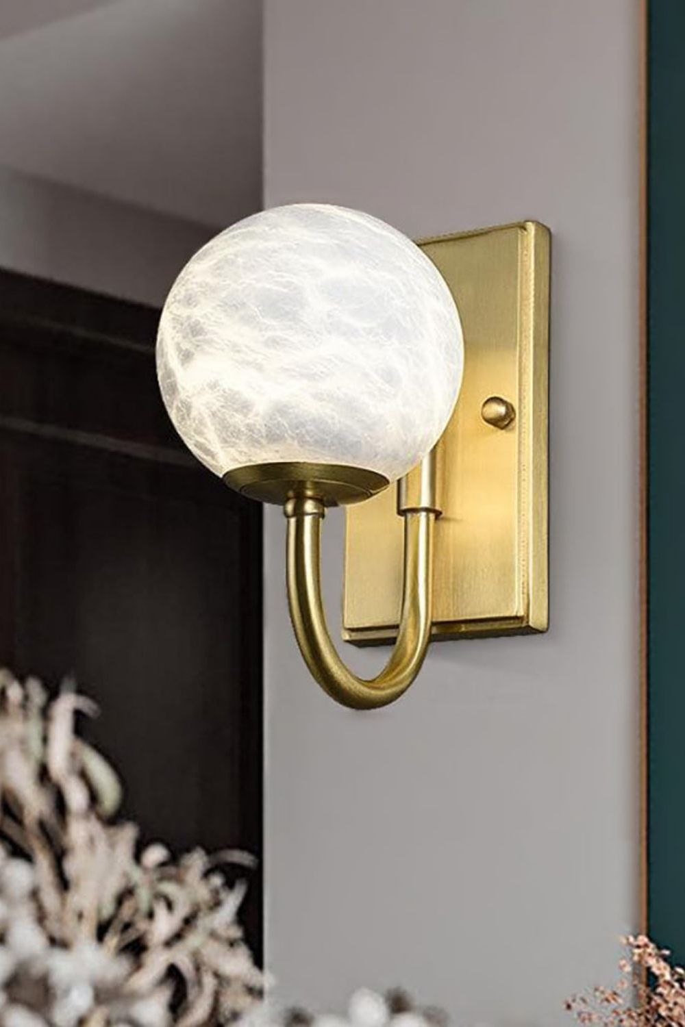 Modern Spherical Alabaster Wall Light