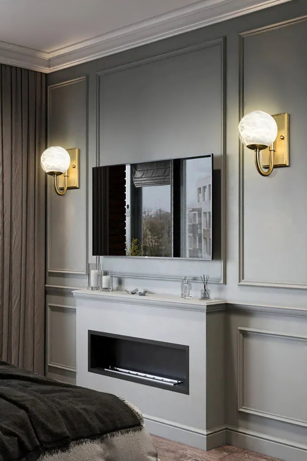 Modern Spherical Alabaster Wall Light