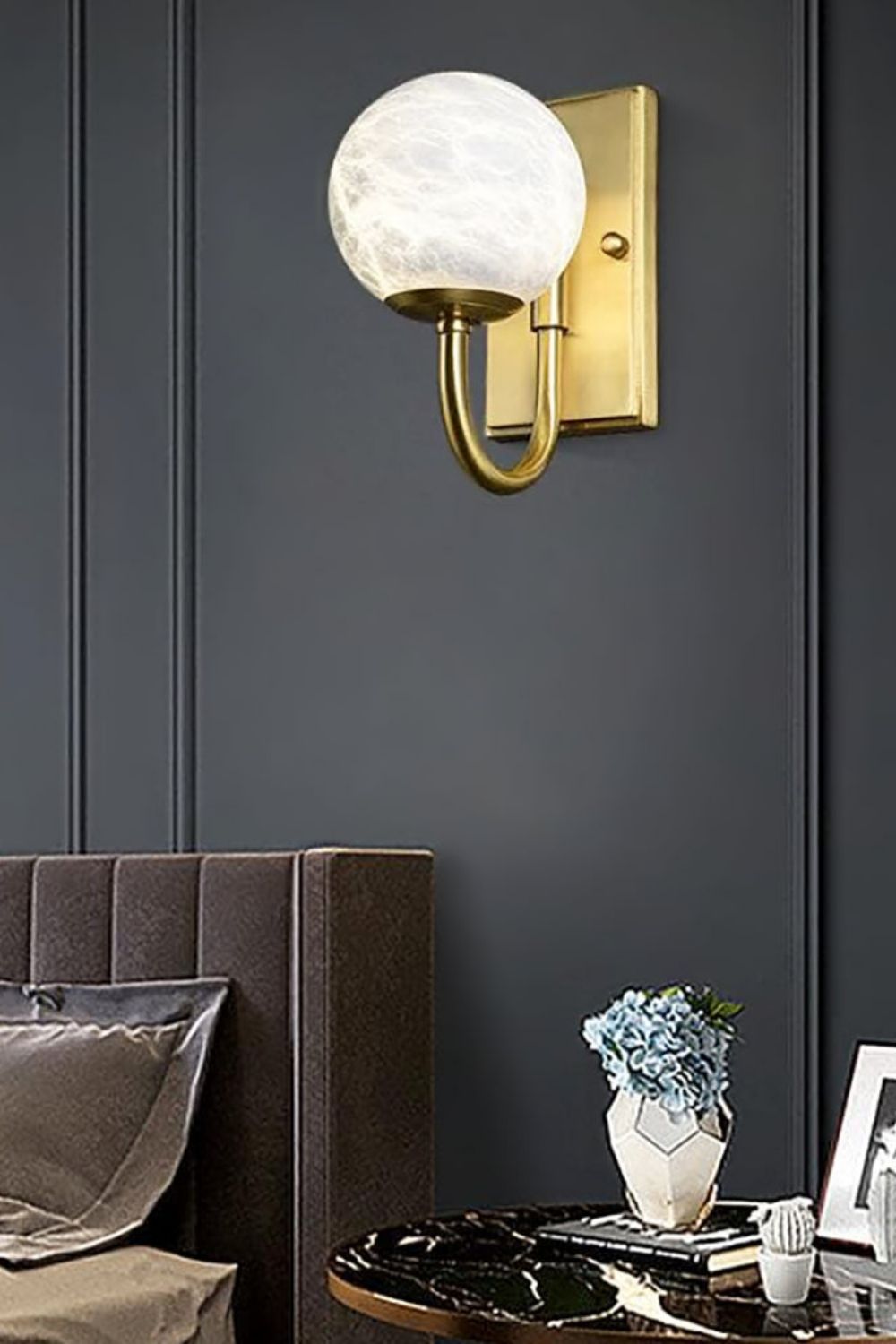 Modern Spherical Alabaster Wall Light