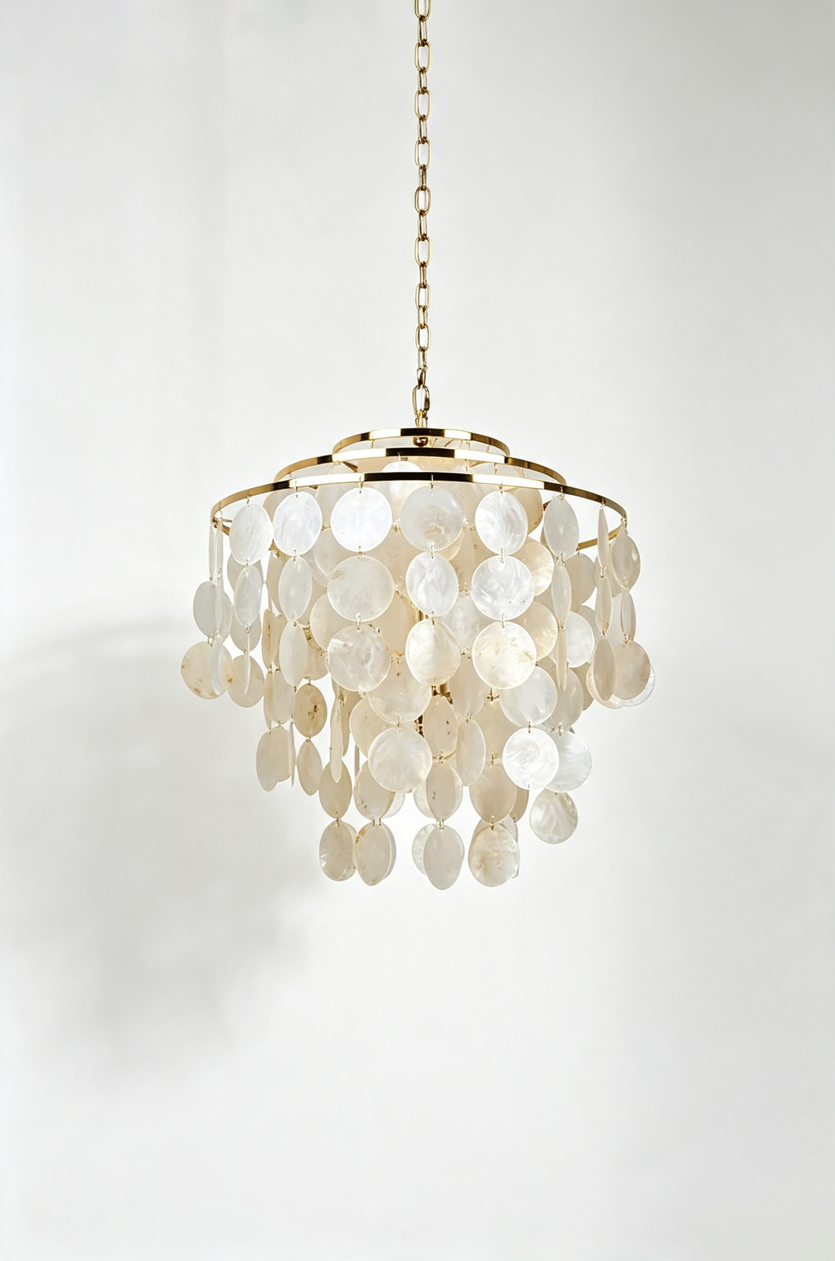 Modern Tiered Capiz Shell Chandelier