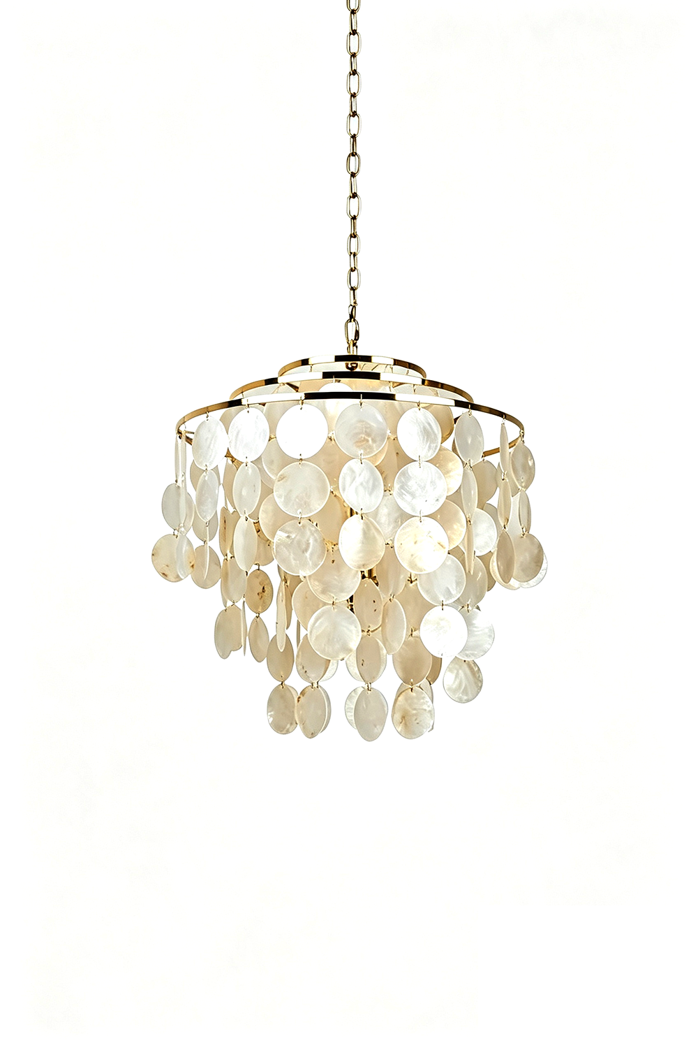 Modern Tiered Capiz Shell Chandelier
