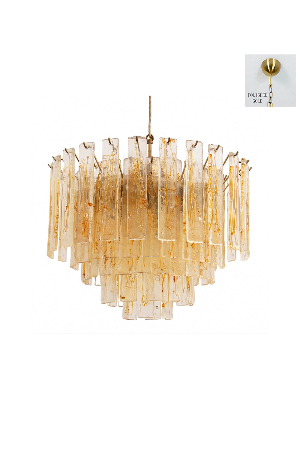 Molten Amber Glass Chandelier Samu Lamp