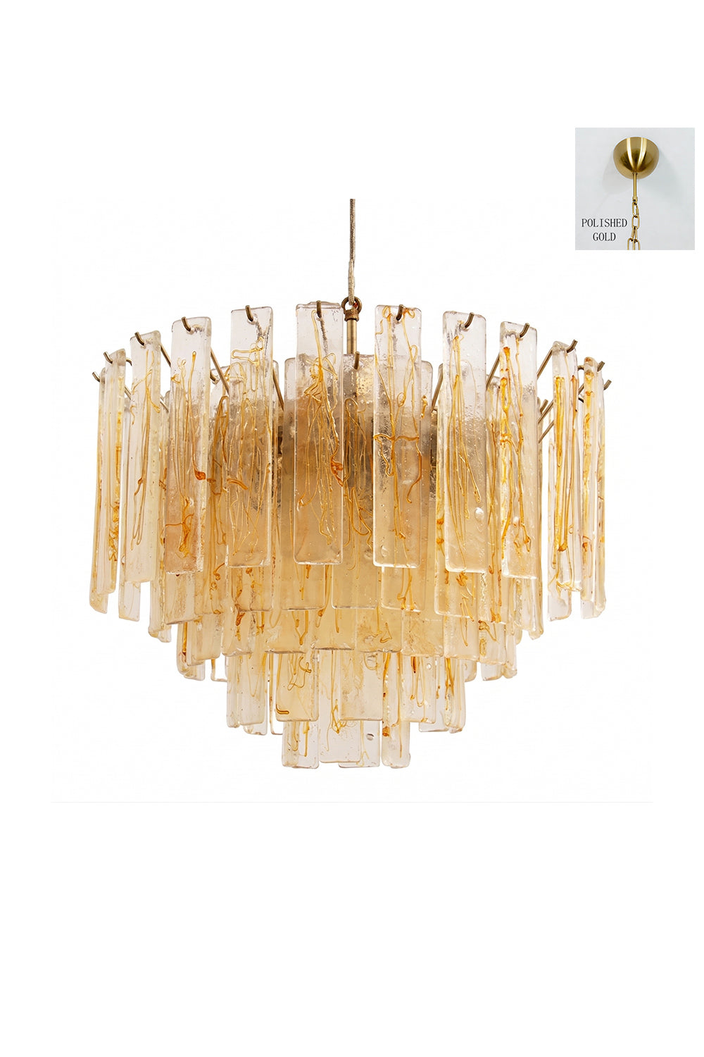 Molten Amber Glass Chandelier Samu Lamp