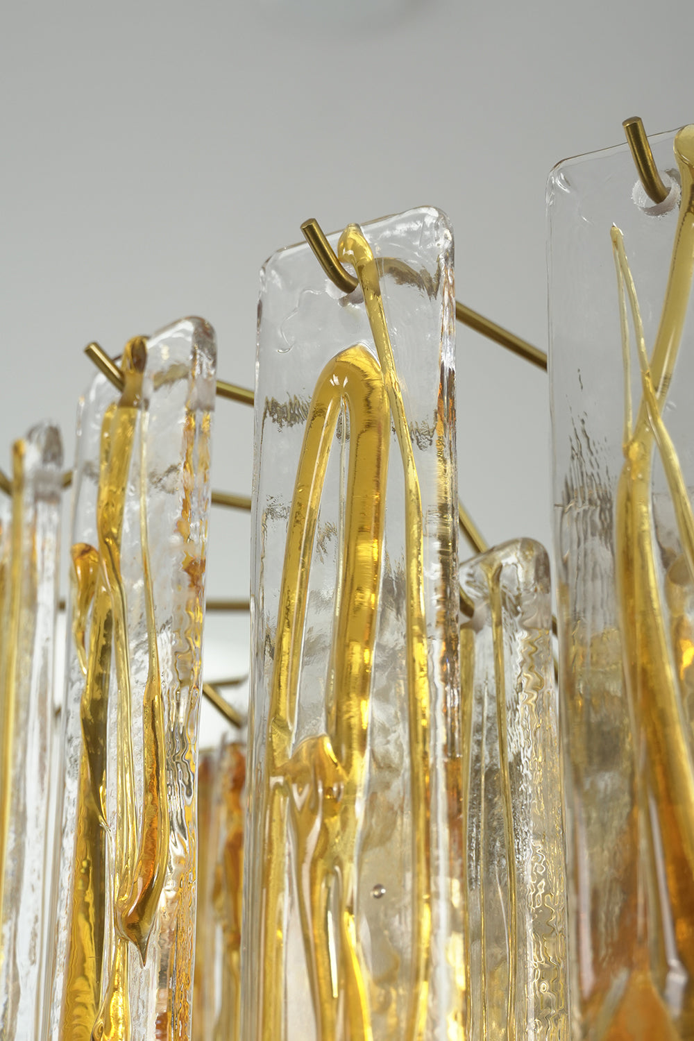 Molten Amber Glass Chandelier |Glass detail | Samu Lamp