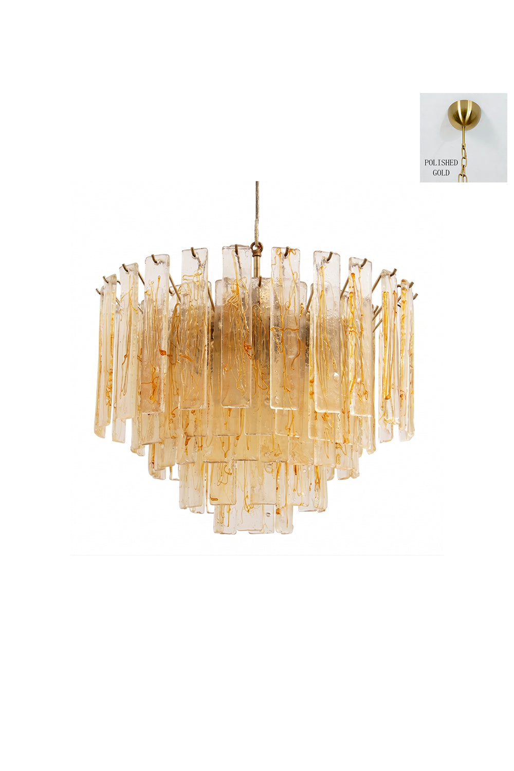 Molten Amber Glass Chandelier Samu Lamp