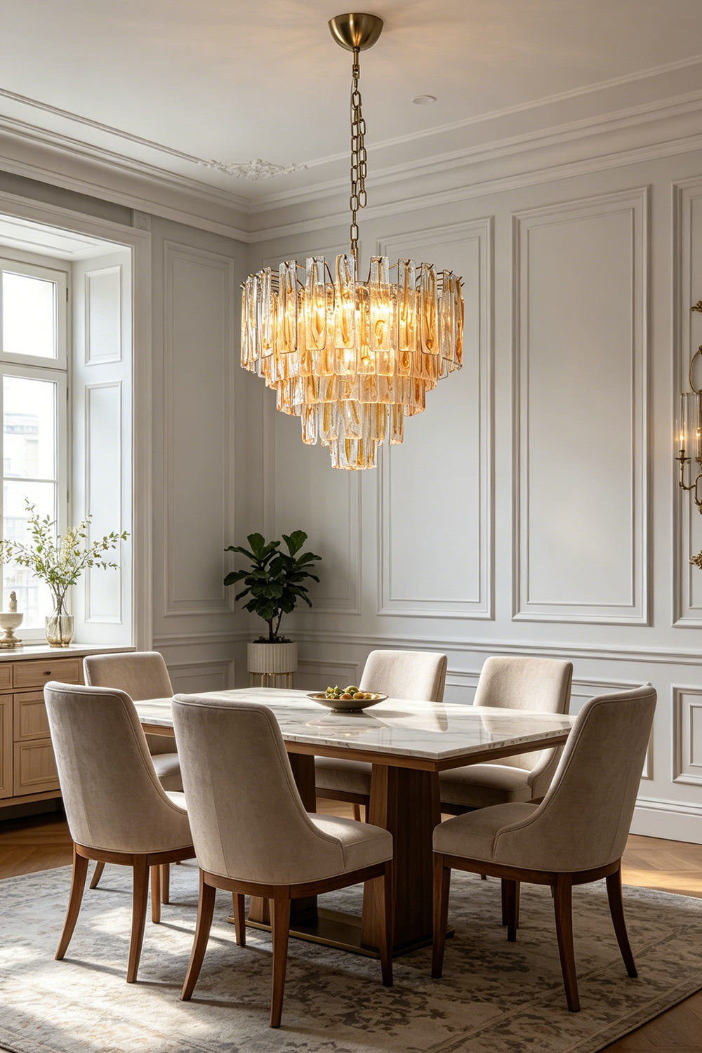 Molten Amber Glass Chandelier for Restaurant | Samu Lamp