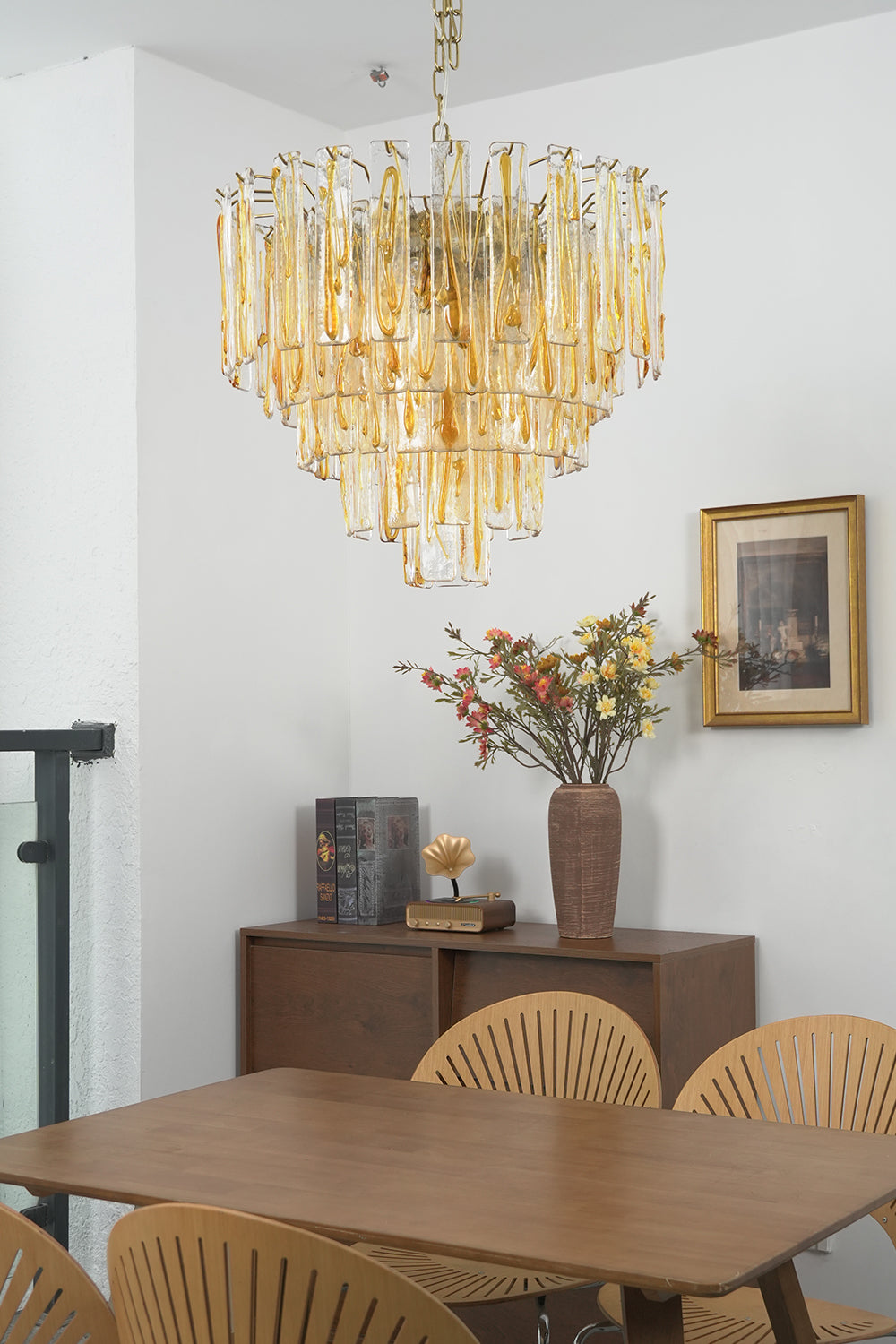 Molten Amber Glass Chandelier for Restaurant | Samu Lamp