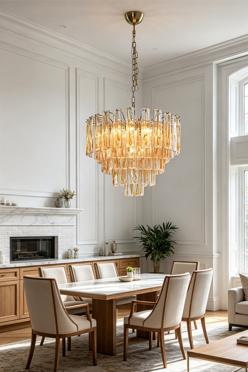 Molten Amber Glass Chandelier for Restaurant | Samu Lamp