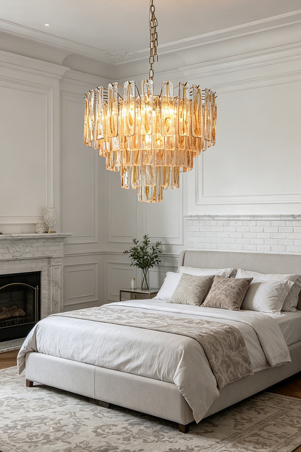 Molten Amber Glass Chandelier for Bedroom | Samu Lamp