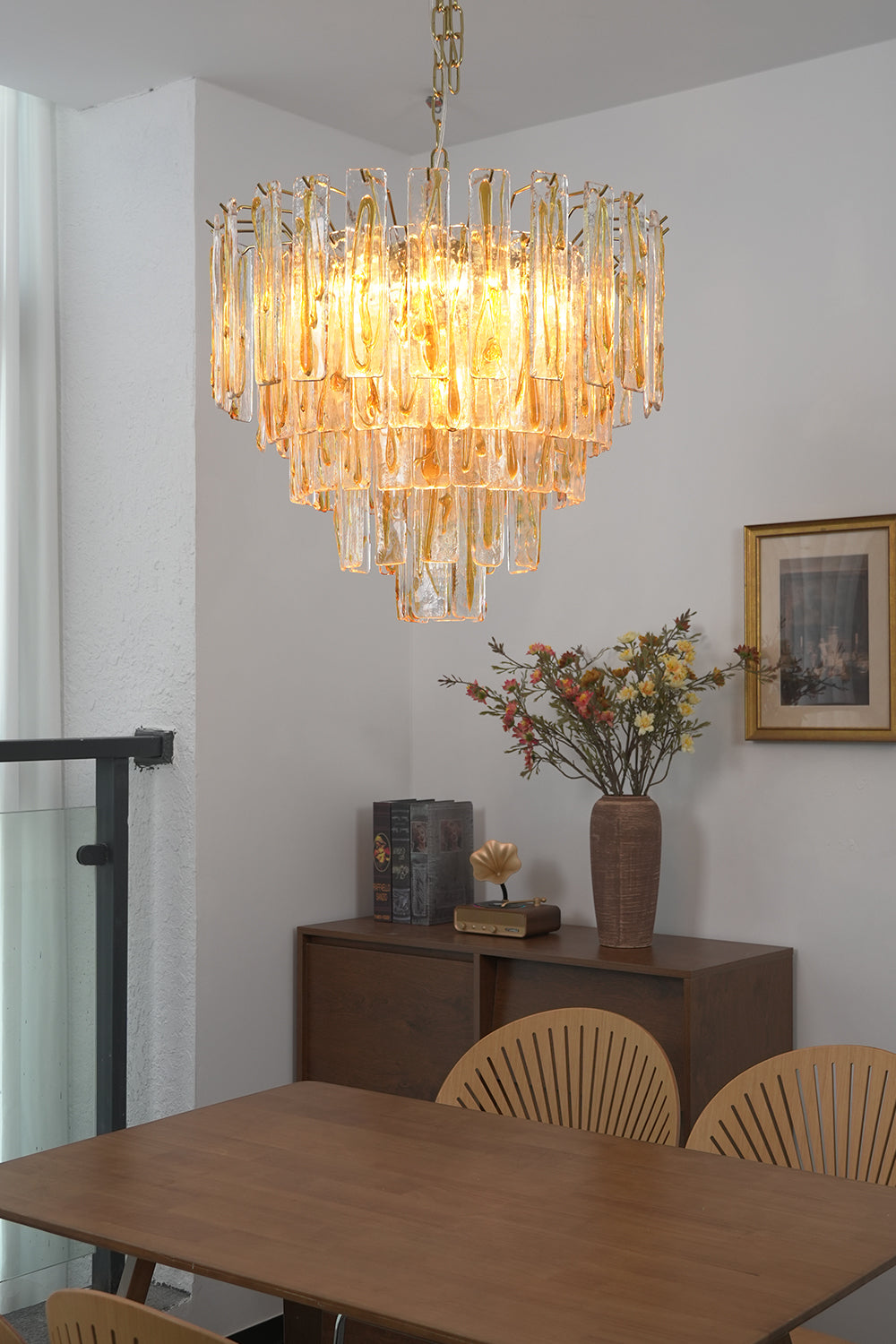 Molten Amber Glass Chandelier for Restaurant | Samu Lamp