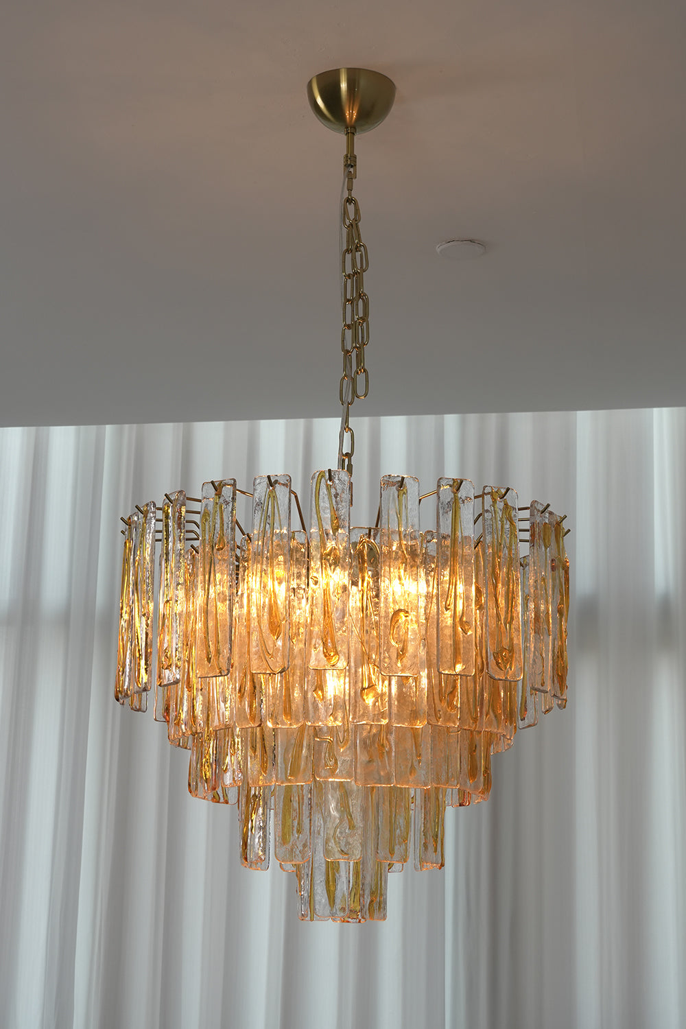 Molten Amber Glass Chandelier | detail | Samu Lamp