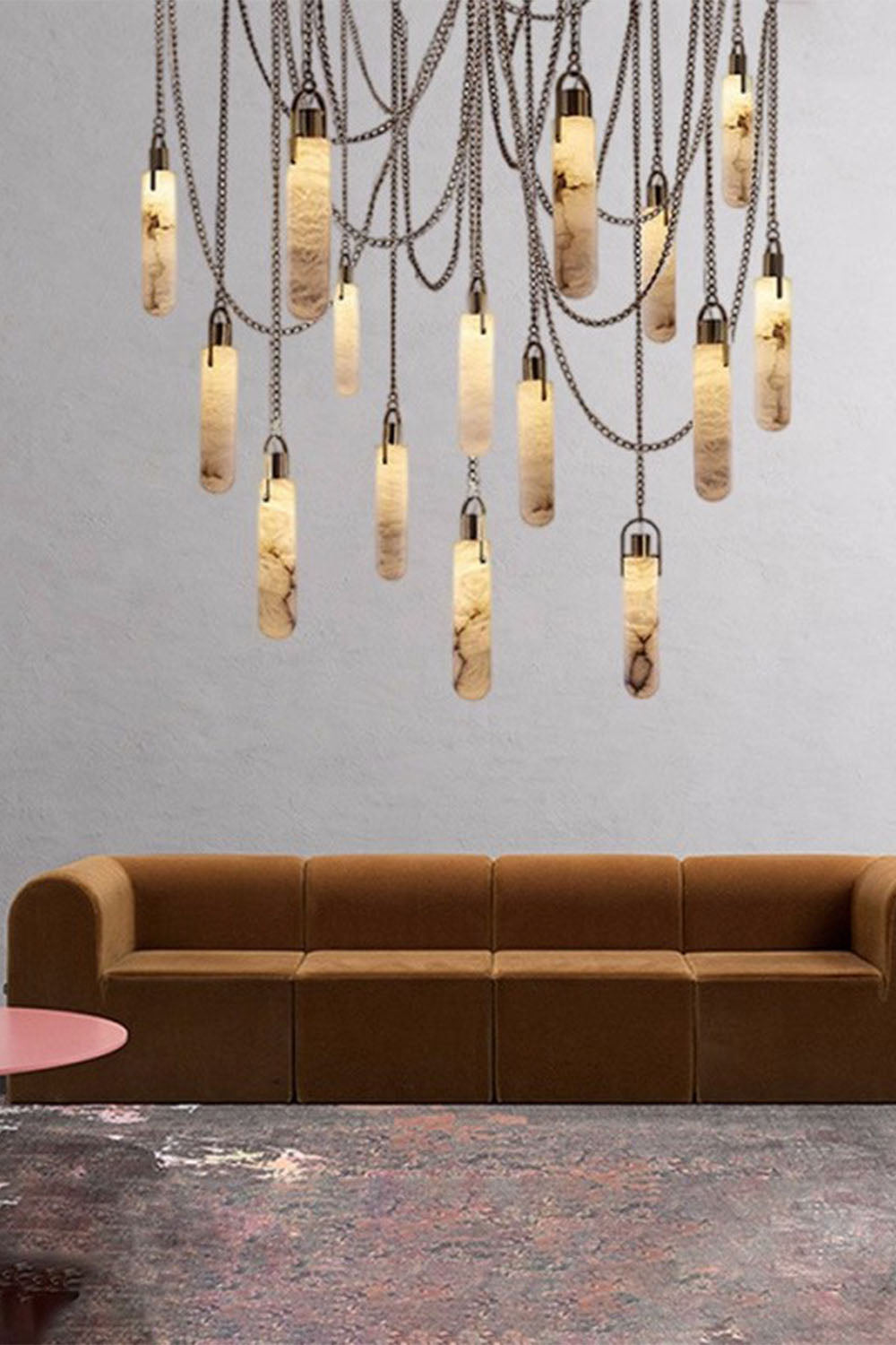 Multi-head Alabaster Cylindrical Chandelier