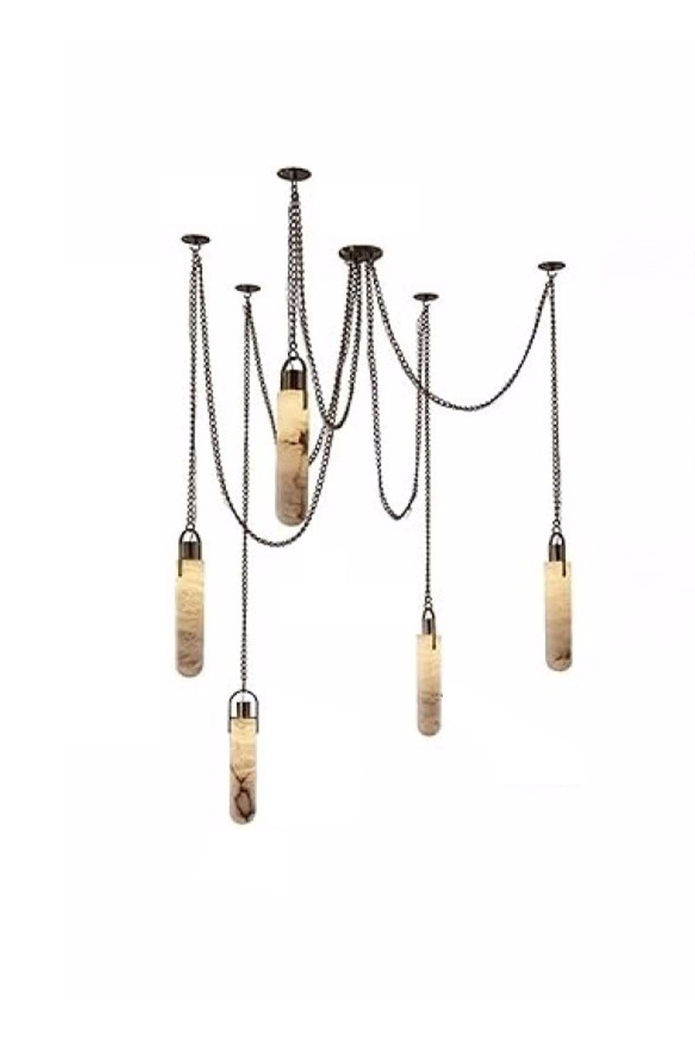 Multi-head Alabaster Cylindrical Chandelier