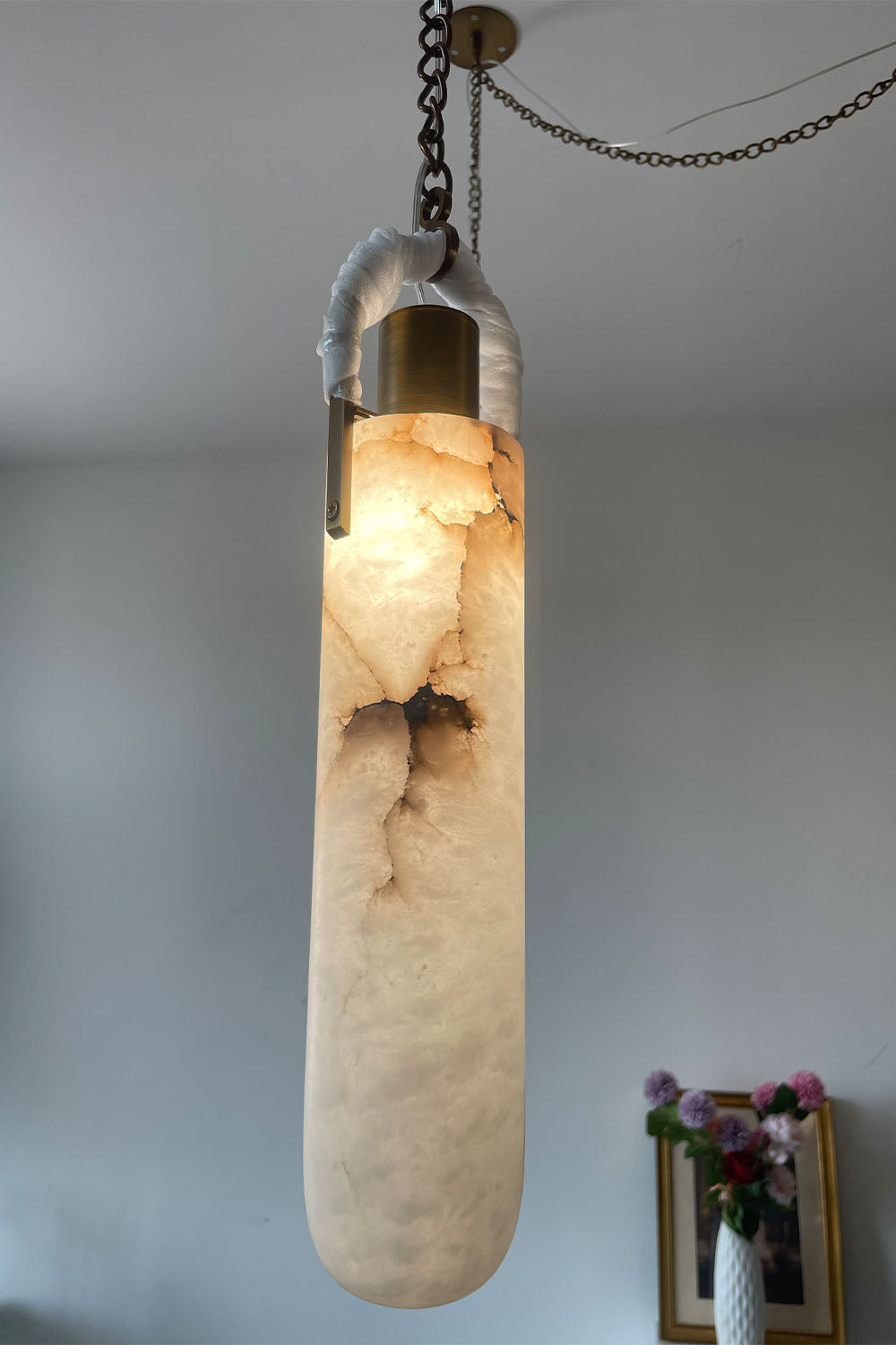 Multi-head Alabaster Cylindrical Chandelier