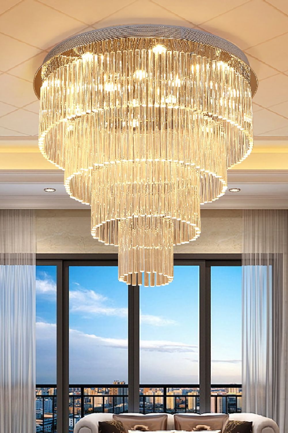 Multi Layers Round Raindrop Chandelier - SamuLighting