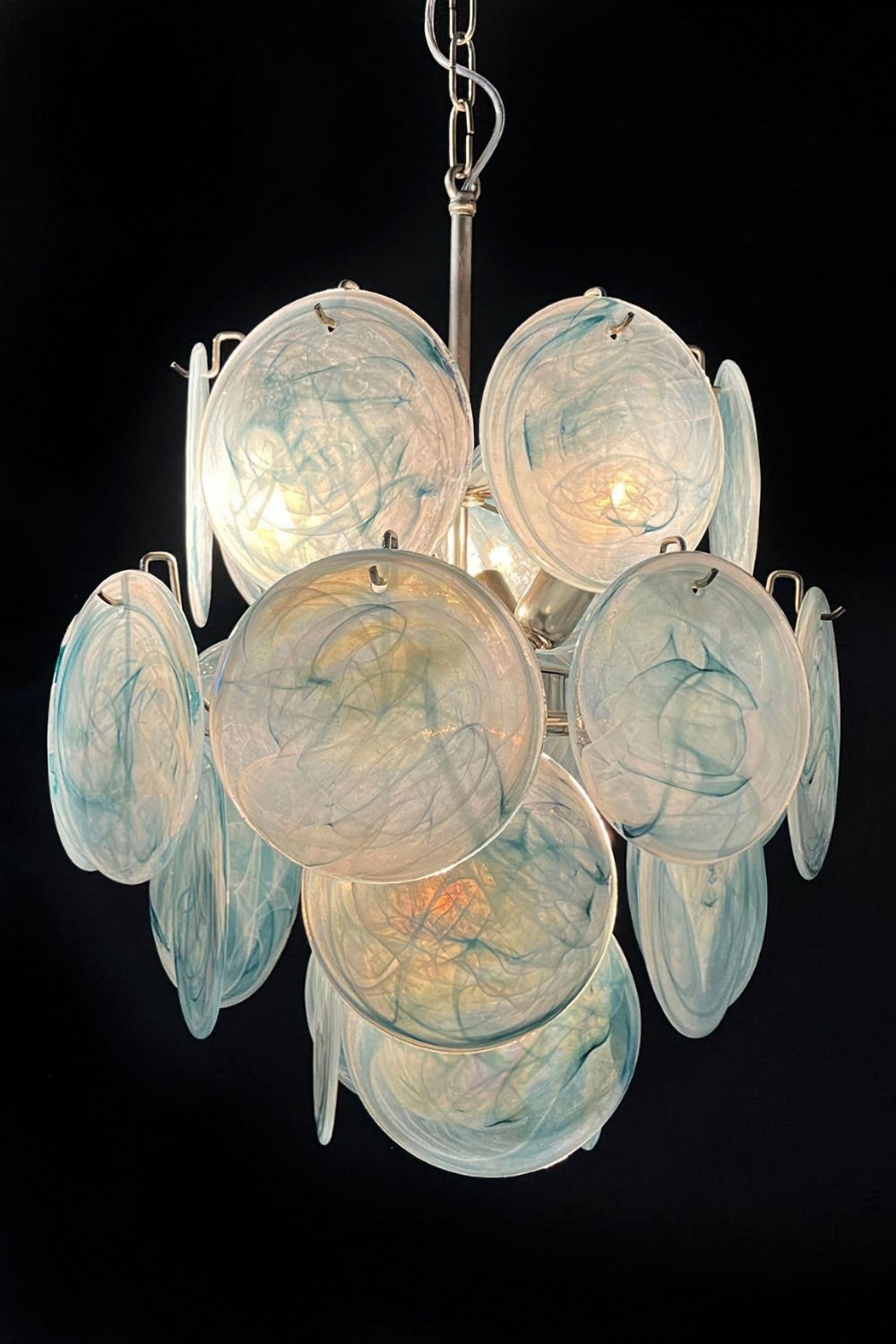 Vintage Murano Blue Discs Chandelier