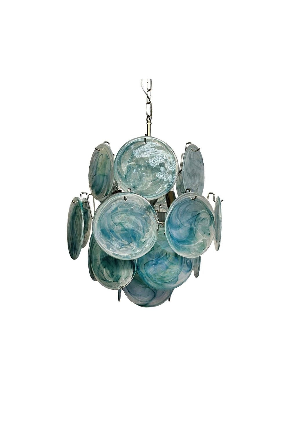 Vintage Murano Blue Discs Chandelier