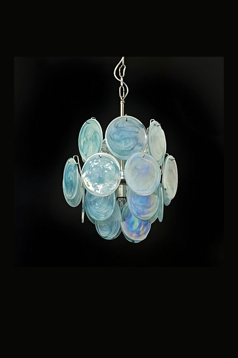 Vintage Murano Blue Discs Chandelier