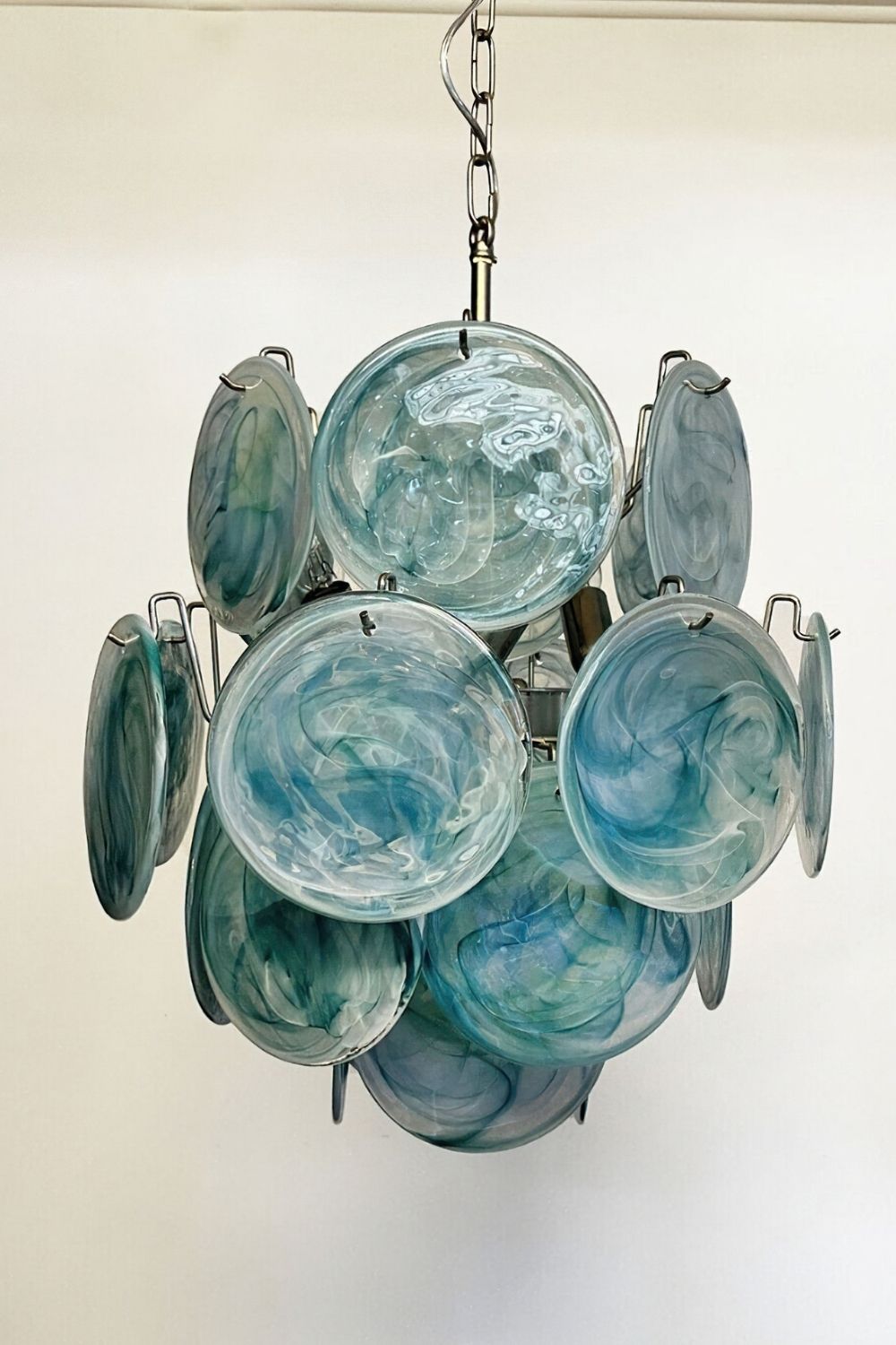 Vintage Murano Blue Discs Chandelier