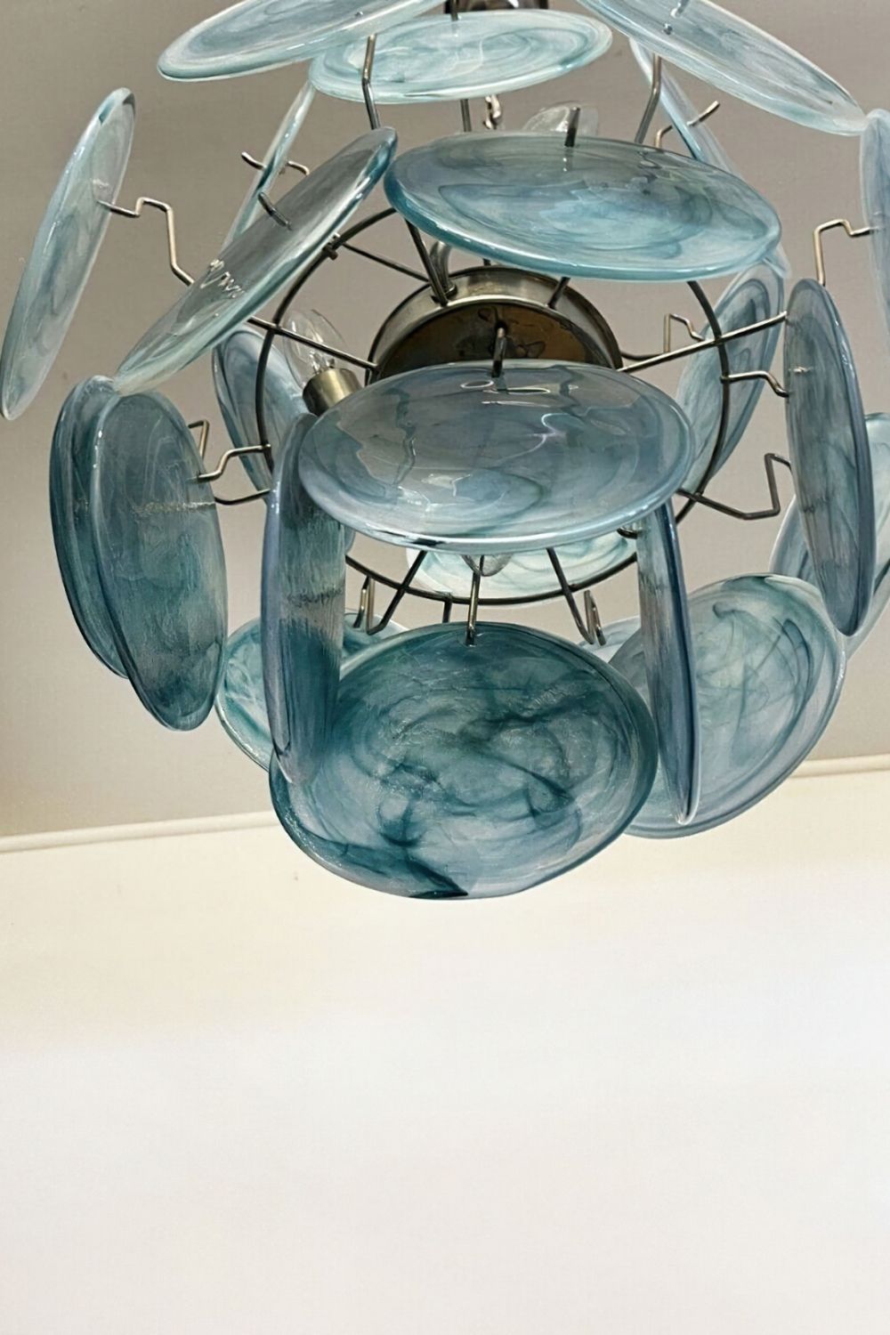 Vintage Murano Blue Discs Chandelier