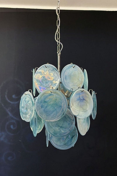 Vintage Murano Blue Discs Chandelier