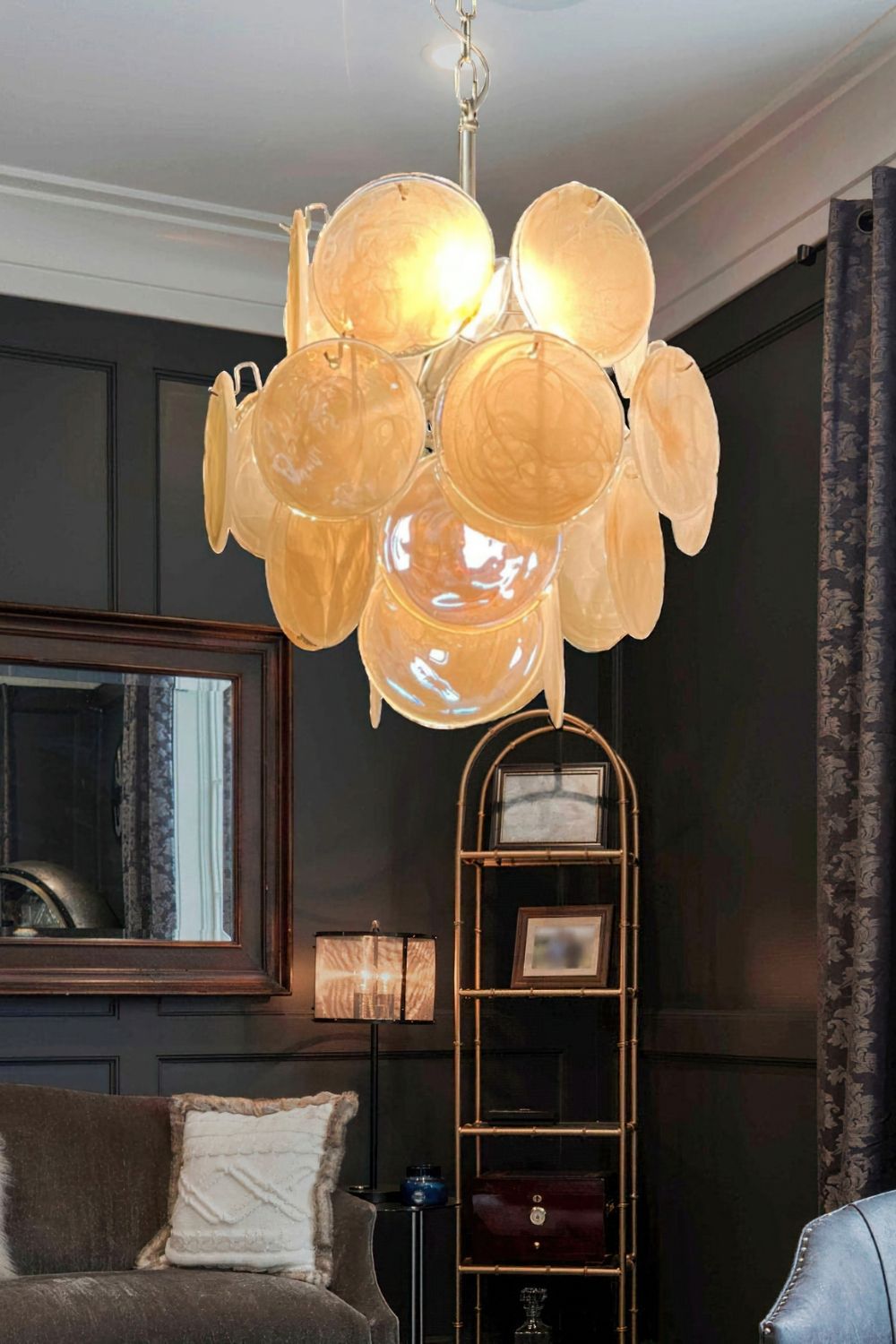 Vintage Murano Gold Discs Chandelier