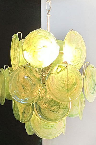 Vintage Murano Green Discs Chandelier