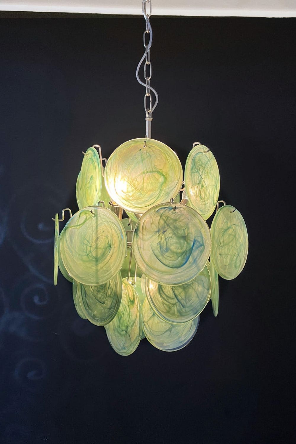 Vintage Murano Green Discs Chandelier