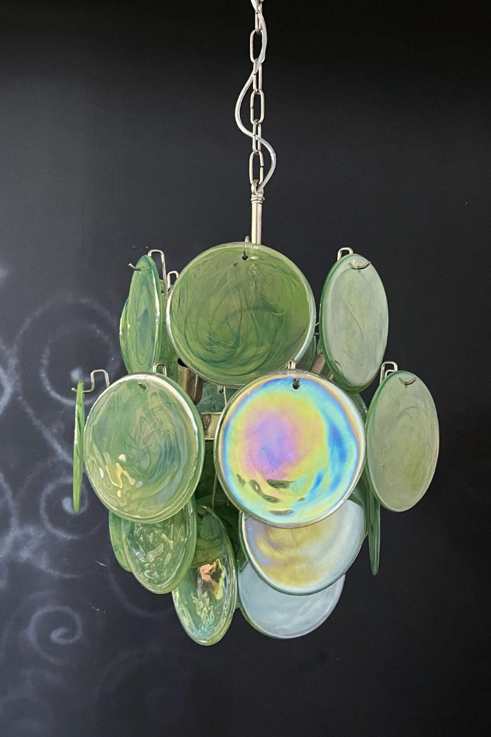 Vintage Murano Green Discs Chandelier