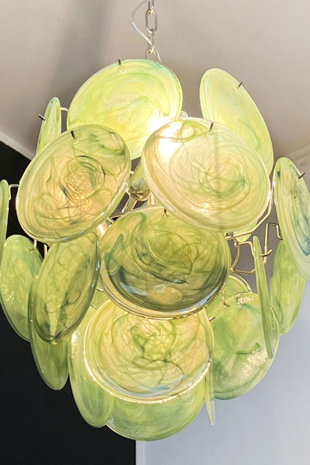 Vintage Murano Green Discs Chandelier