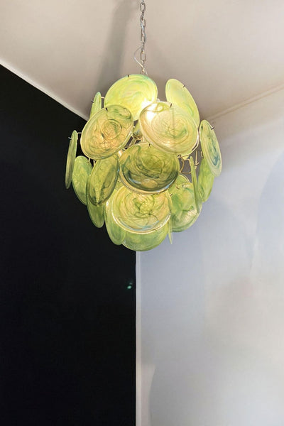 Vintage Murano Green Discs Chandelier