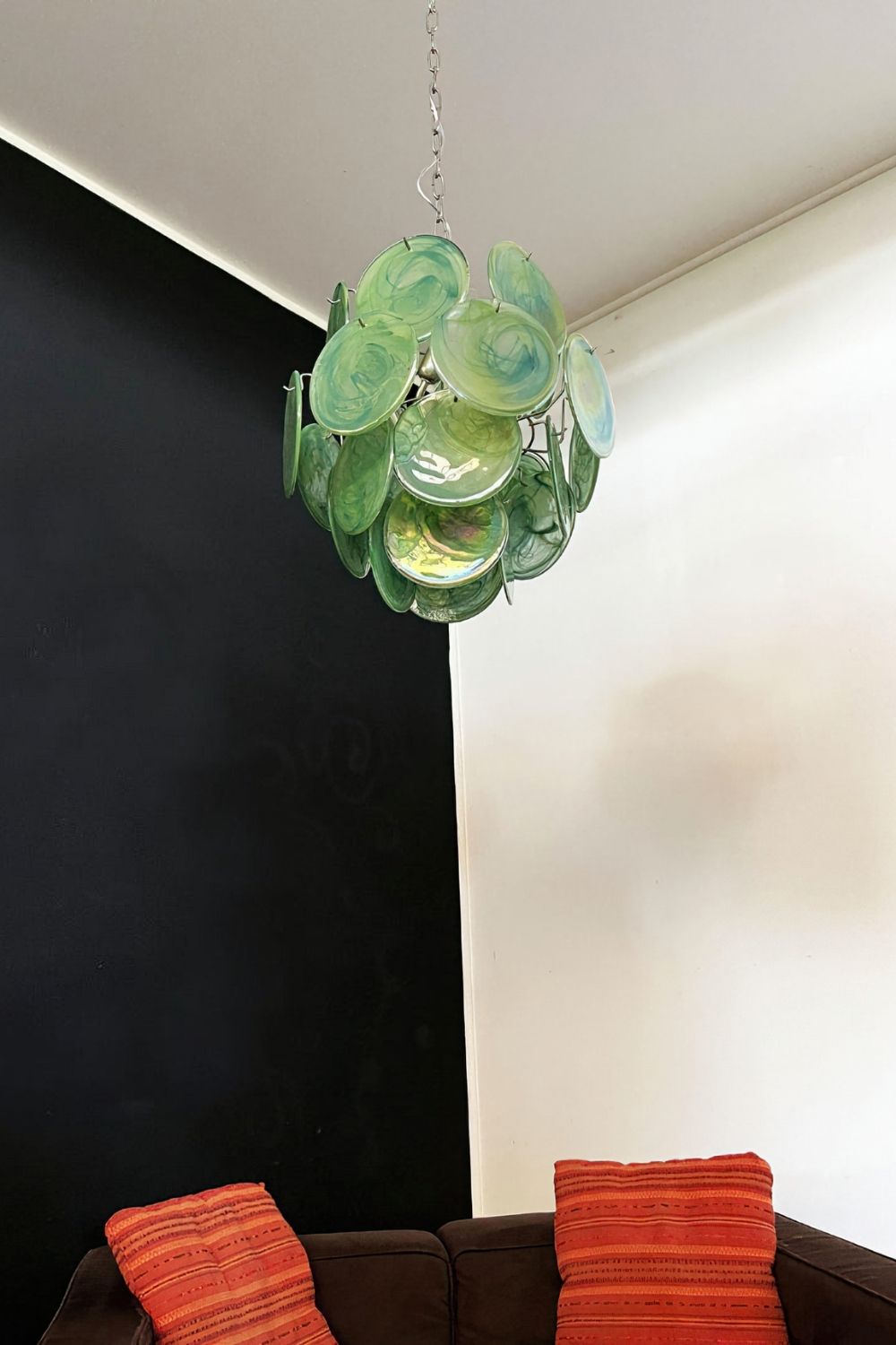 Vintage Murano Green Discs Chandelier